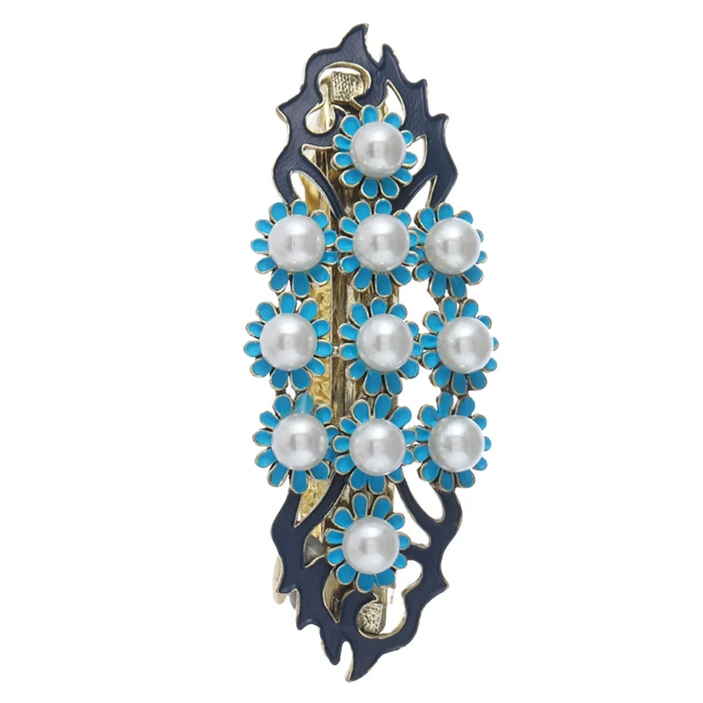 

Vintage Chinese Floral Hairpin with Lustrous Pearls Spring Clip Design for Women Elegant Wedding Bride Hair Accessories
