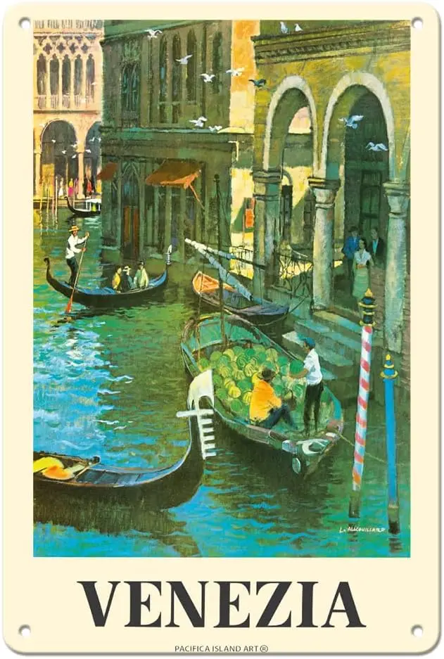Pacifica Island Art Venice (Venezia) Italy - Venetian Canals Vintage Travel Poster by Macouillard c.1950s  Met