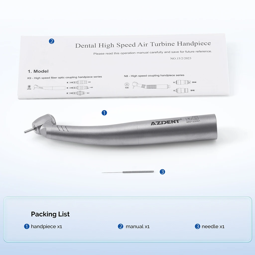 AZDENT Dental 45 ° Hochgeschwindigkeits-Handstück mit LED-Faseroptik aus Titan, passend für KAVO und NSK, mit Keramiklager und Druckknopf, Zahnmedizinisches Instrument – Detail 7
