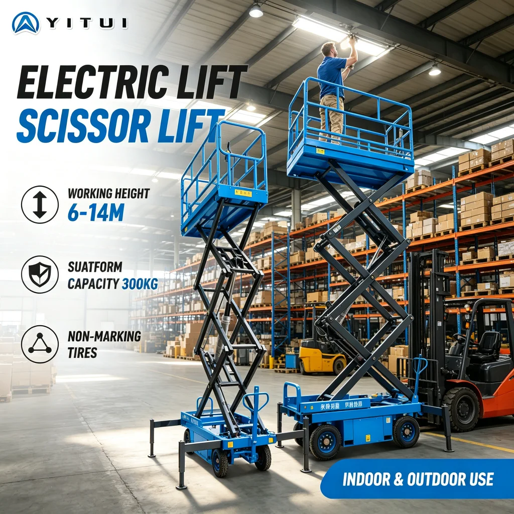 CE Approved Mobile Hydraulic Scissor Lift Customized Table Dimension Electric Aerial Work Platform For Workshop Operation