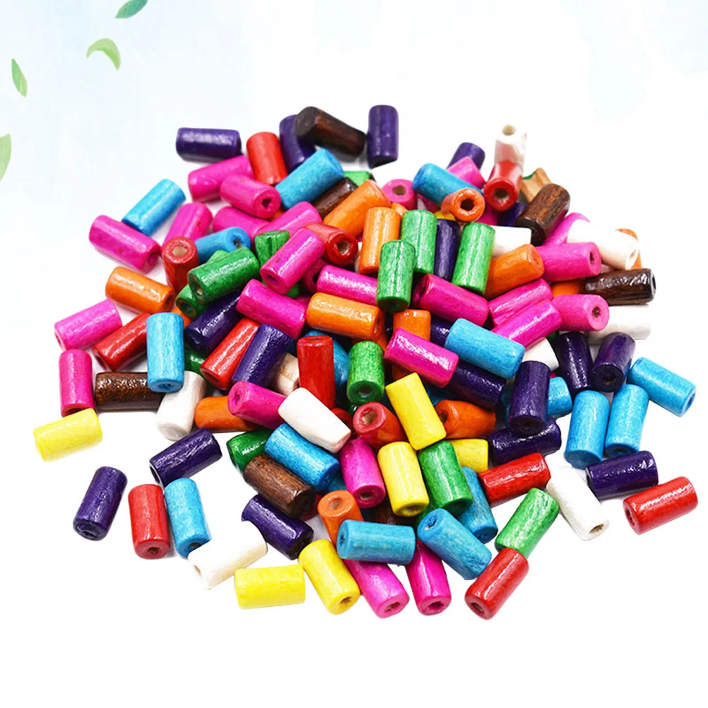 

1800 pcs 500G Colored Wooden Beads Cylindrical Diy Tube Spacer Beads Jewelry Making Craft Decor For Home Mixed Color