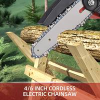 Mini Chainsaw with Security Lock 2 Chains 21V Rechargeable Battery Operated Electric Chainsaw Cordless for Branches Wood Cutting