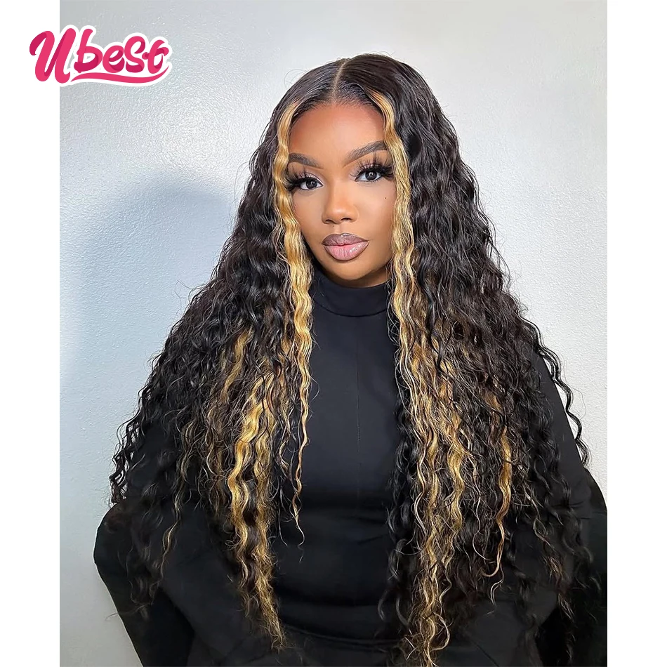 Ubest 13X6 transparente Lace-Front-Perücken, lockere tiefe Welle, lockiges 100 % Echthaar,