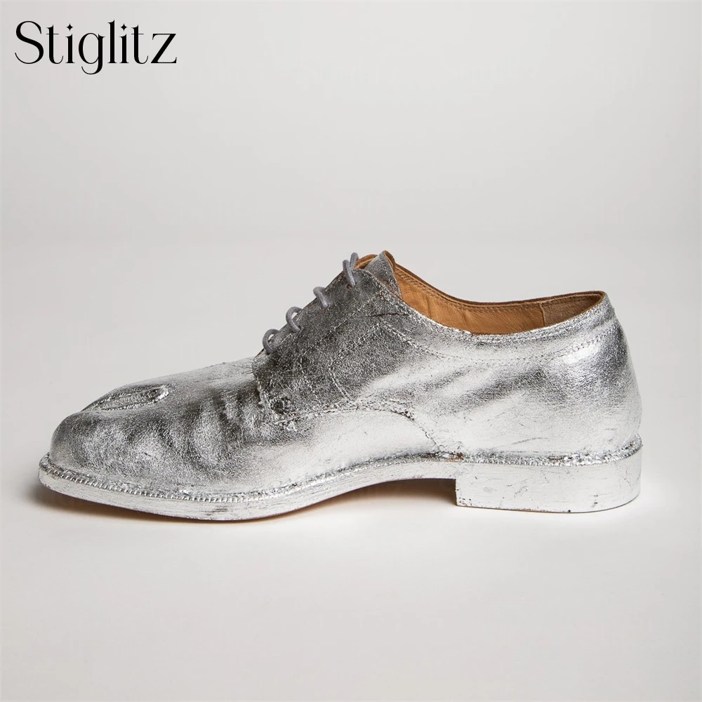 Multicolor Tabi Lace-Up Shoes Novelty Designer Leather Shoes Fashion Split-Toe Leather Shoes for Men Elegant Banquet Dress Shoes