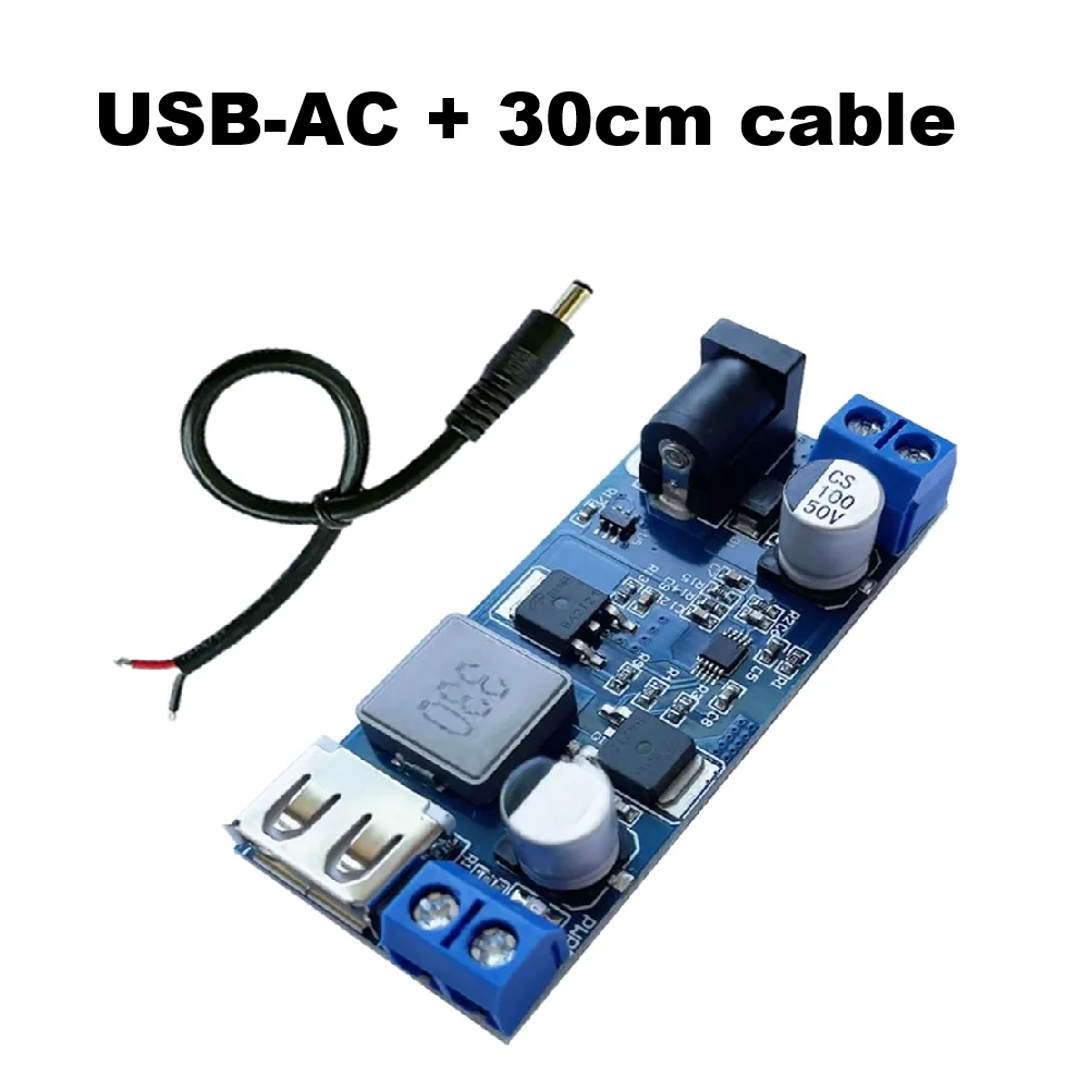 DC-DC Step-Down Power Converter 9V-36V Input To 5V 5A 25W Output With USB-A And USB-C Dual Ports For Reliable Voltage Regulation
