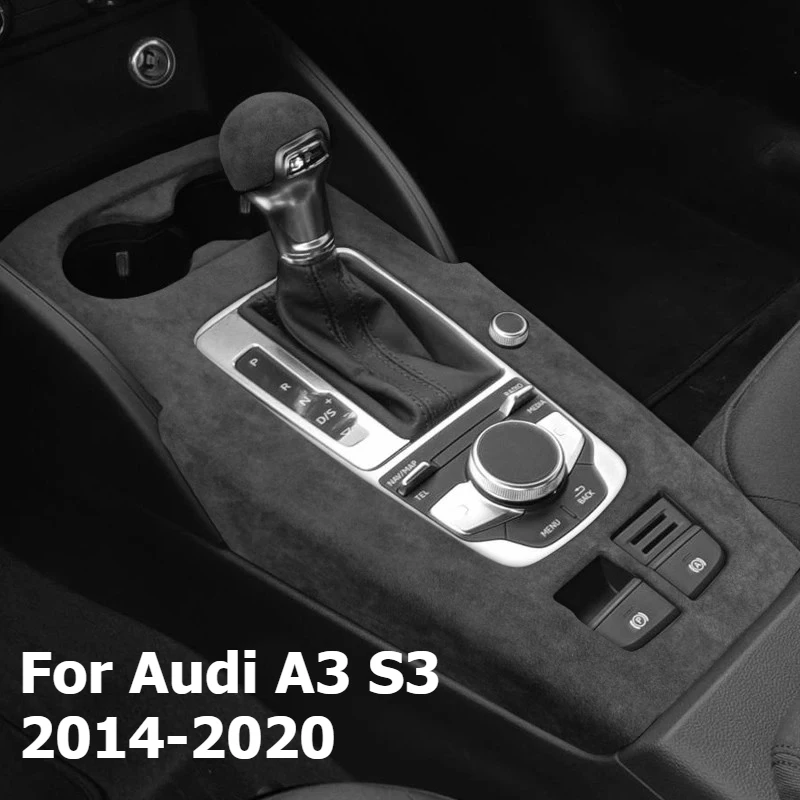 Italian Suede Overlays Interior For Audi A3 S3 2014 2015 2016 2017 2018 2019 2020 Gear Panel, Armrest, Gears Car accessories