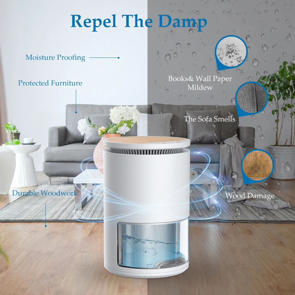 1L Peltier Semiconductor Desktop Portable Noiseless Mini Bedroom Intelligent Air Purifier Home Air Dehumidifier