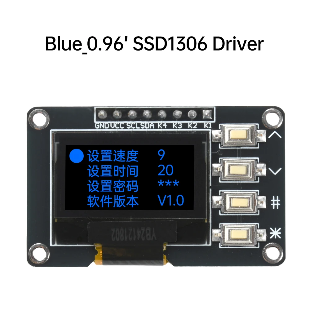 0,96-inch OLED-display IIC wit/blauw 12864 met 4 knoppen SSD1306 SSD1315 OLED I2C-display voor Arduino LCD-schermkaart