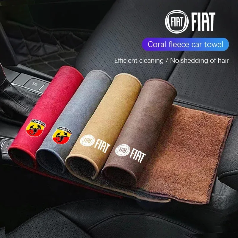 

Car Emblem Microfiber Towel Car Cleaning Care Rag Tools For FIAT 500 Ducato Panda Grande Punto Tipo Pulse Strada 600 500L Abarth