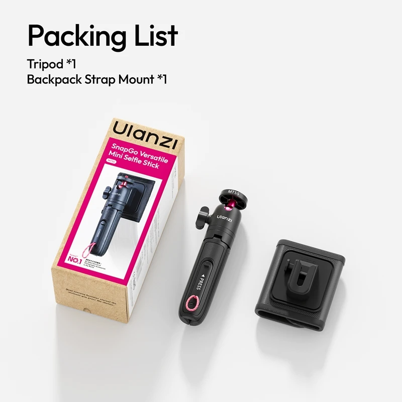 Ulanzi MT55 SnapGo Mini Selfie Stick Statief 4 Pro Modi Opname Mantis Band Selfie Stick Statief voor Livestreaming Fotografie