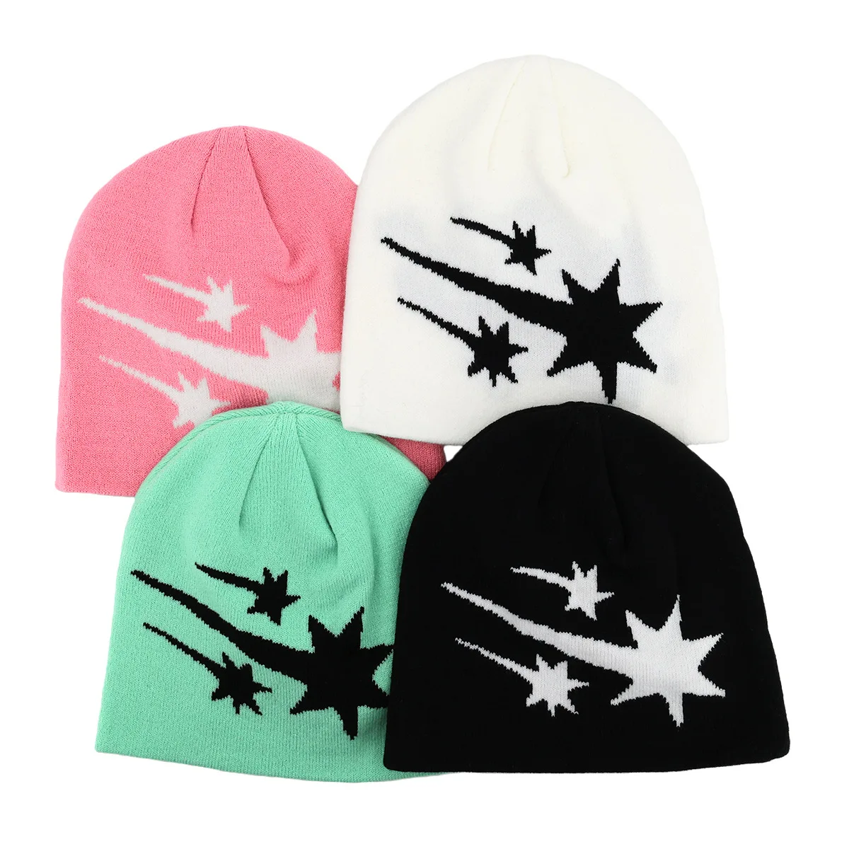 Korean Version Star Jacquard Winter Autumn Knit Hat Women Men Warm Beanies Soft and Warm Skullcap Outdoor Windproof Skiing Cap