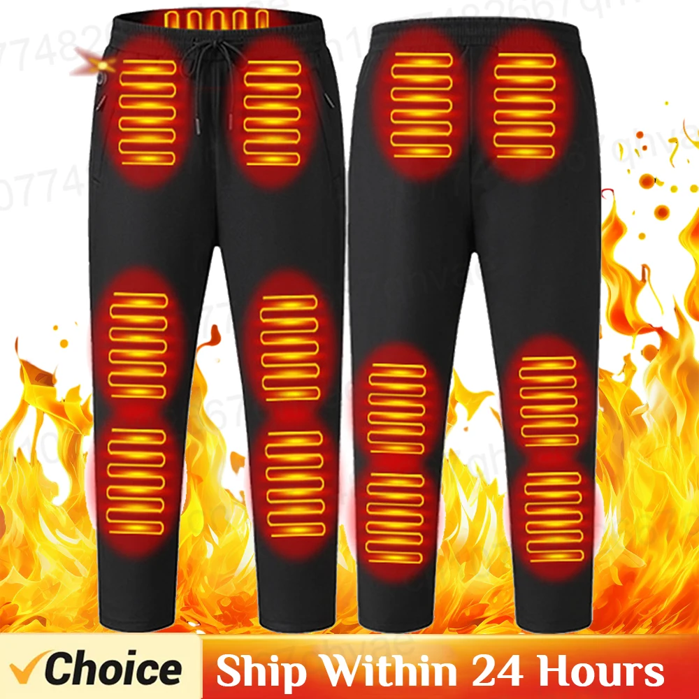 Thermal Pants Men Women 12 Heating Zone USB Electric Heating Hiking Warm Pants Heated Motorcycle Pants Outdoor Winter Trousers