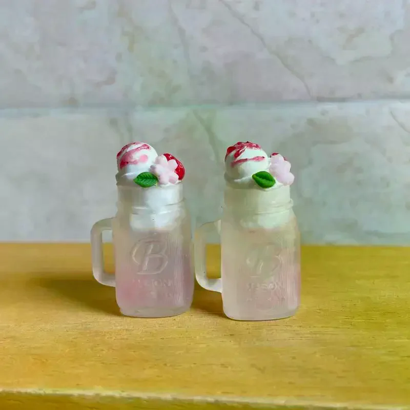 Para boneca acessórios sobremesa loja decoração crianças presente 1 pçs casa de bonecas em miniatura sorvete simulação bebida gelo modelo brinquedo