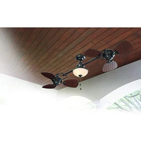 Harbor Breeze-Twin Ventilador de teto, Oil-Cooled Bronze, Outdoor Downrod, 74-in