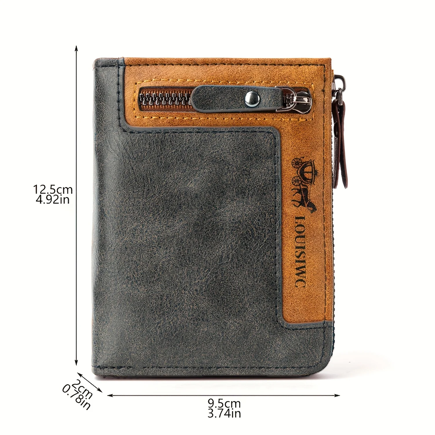 Vintage Casual Men's Wallet Multi-Function Card Holder PU Leather Short Zipper Multi-Card Slot Coin Purse