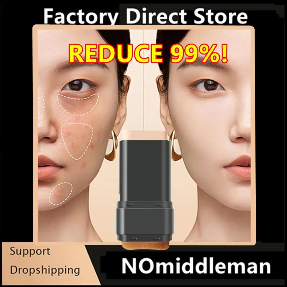 Eraser Foundation High Coverage Concealer Stick With Big Brush 2 In 1 Moisturizing Face Waterproof BB Cream Korean Makeup Base