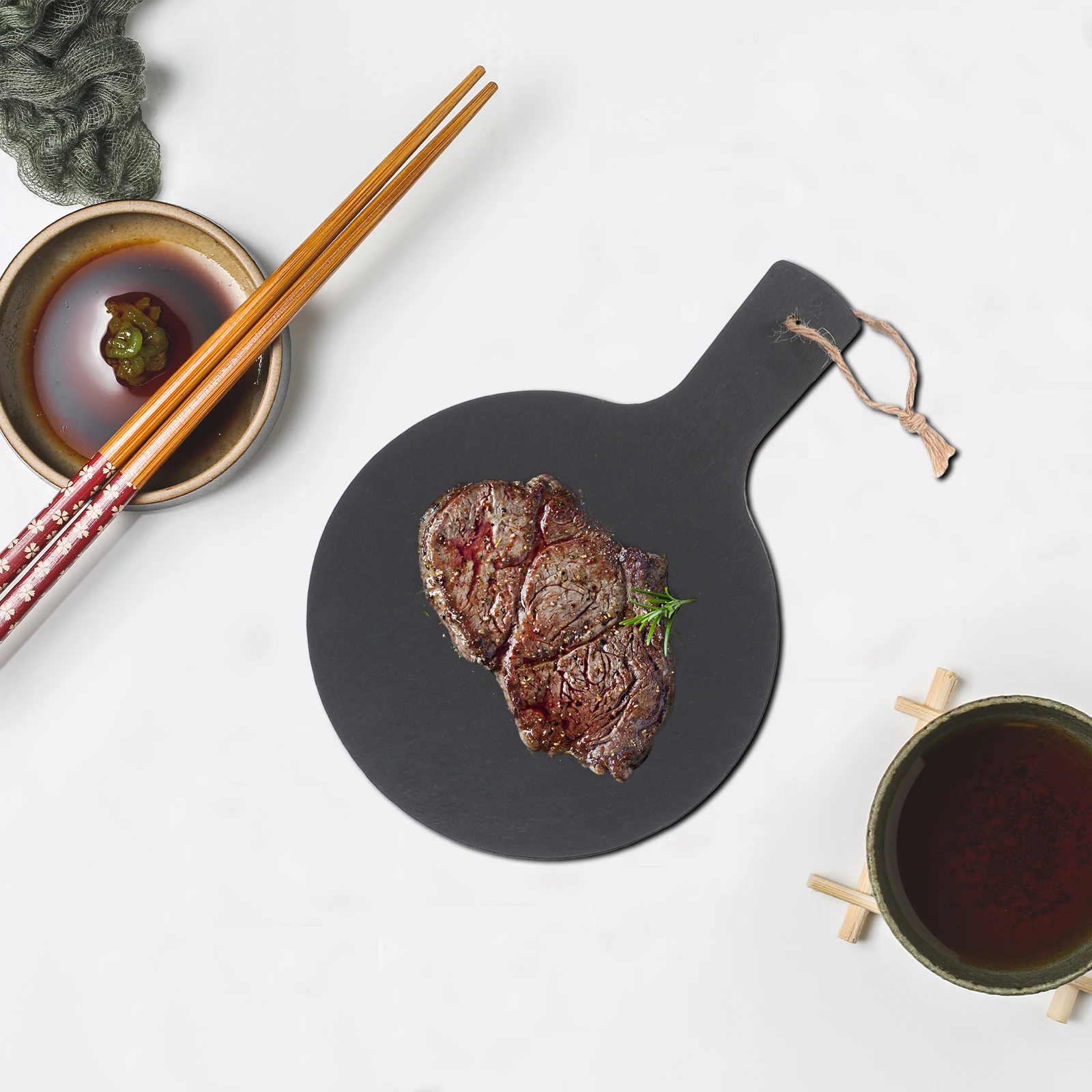 

Dinner Plate Natural Stone Tray Steak Bread Party Wedding Home Hotel Kitchen Tableware Set Western Food Serving Dish
