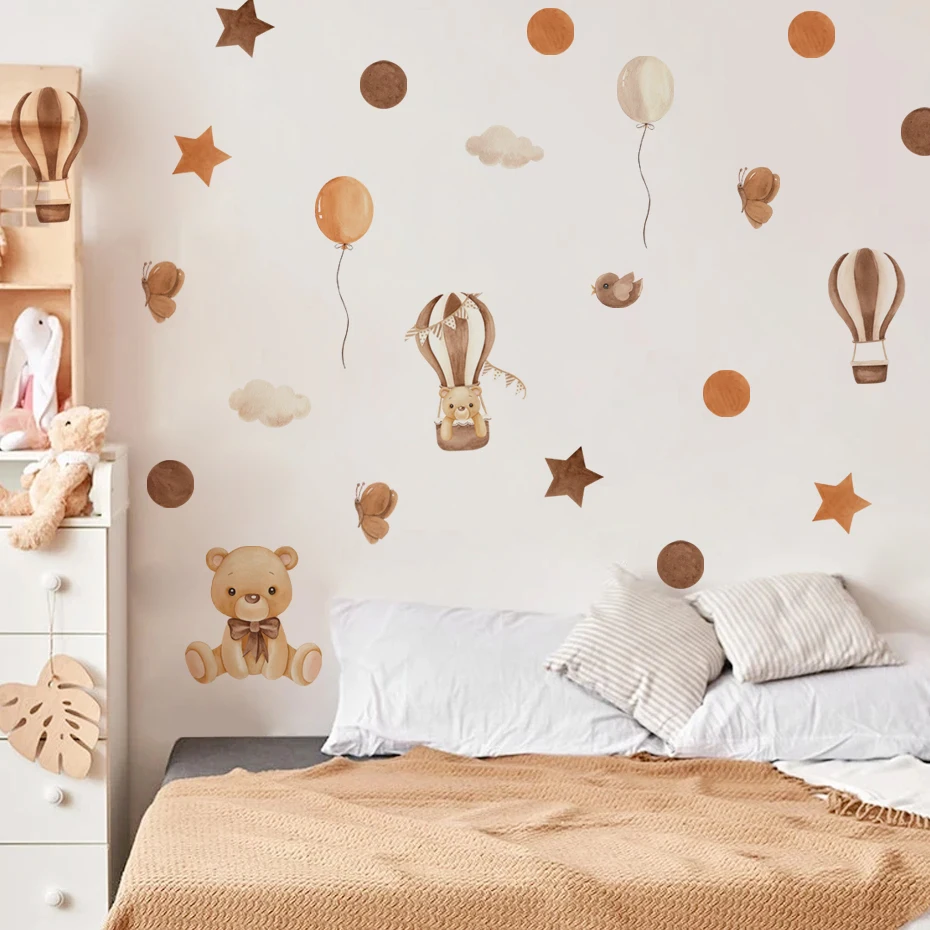 Boho Aniamls Stars Balloon Wall Stickers for Children Room Baby Kids Room Nursery Room Wall Decals Home Decoration Wall Decals