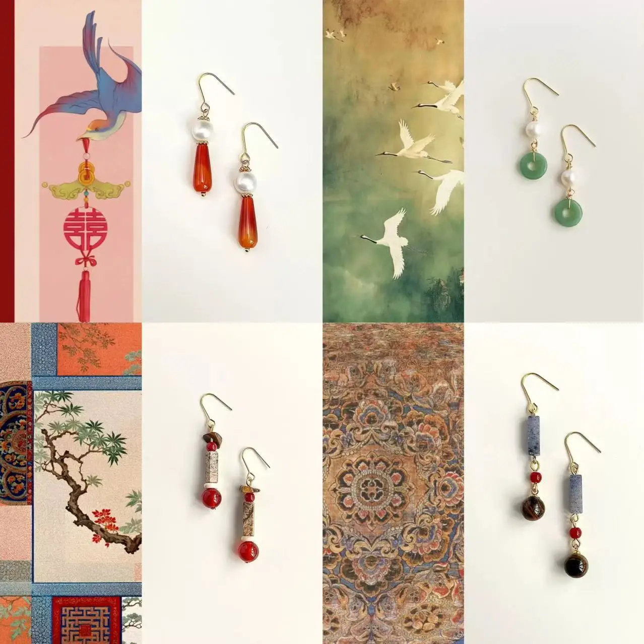 Traditional Chinese Style Handcrafted Stud Earrings for Women Natural Stone Pearl Luxury Jewelry Retro Design Gift Hanfu Earring