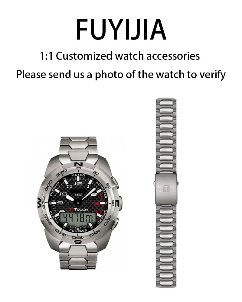 

FUYIJIA Men Custom T-issot TOUCH COLLECTION T013 Original Watchband 21MM Curved Interface Titanium Bracelet Folding Buckle Strap