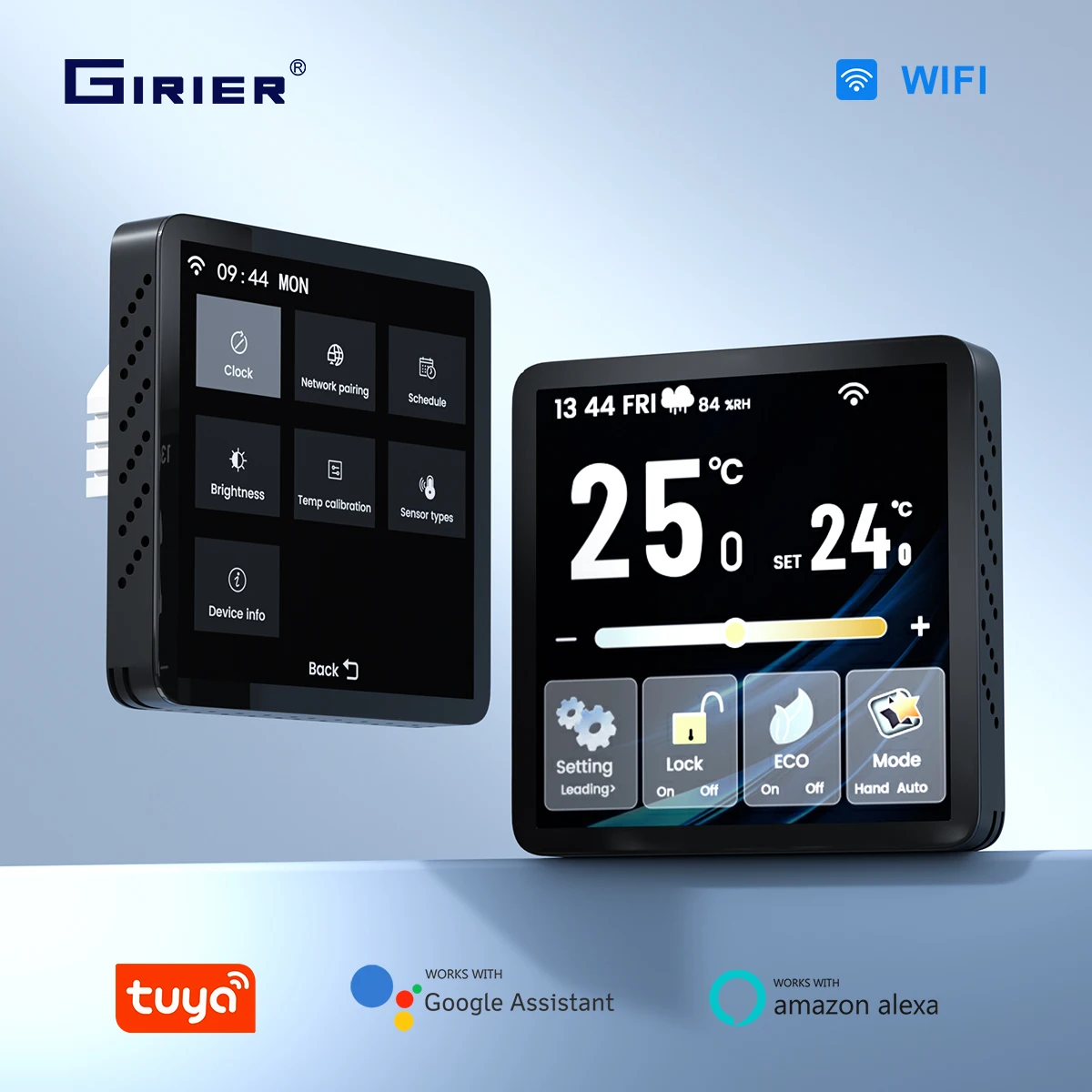 

GIRIER Tuya Smart WiFi Thermostat with TFT Display Home Temperature Controller for Water/Gas Bolier Electric Heating Works Alexa