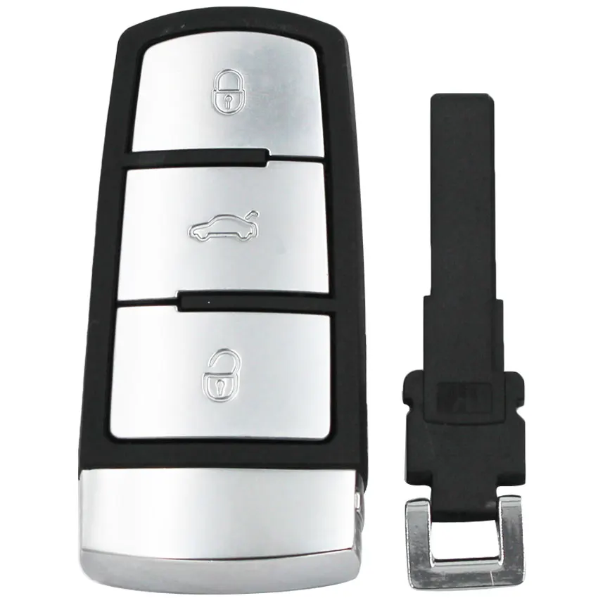 Ecusells 3 Buttons Half Smart Remote Car Key Fob for 3C0 959 752 BA 433mhz ID48 Chip for Passat B6 Magotan CC