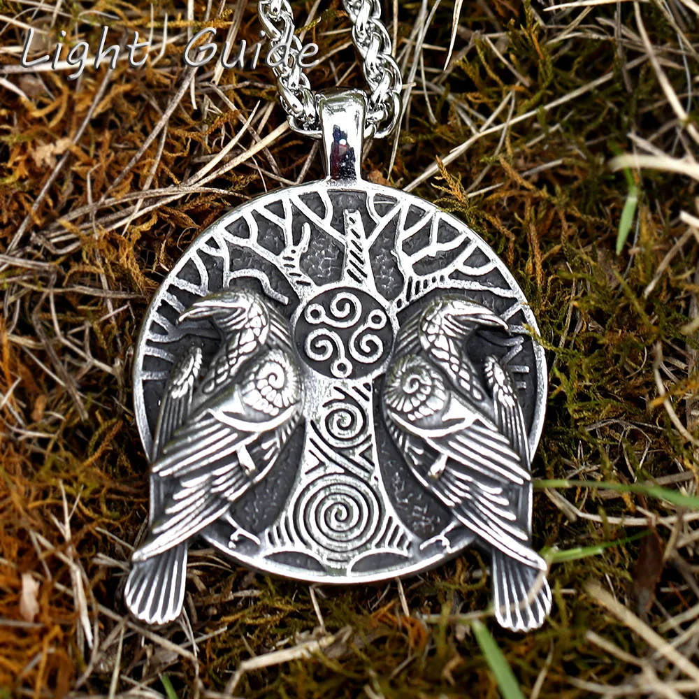 2022 New Norse Viking jackdaws tree of Life and Raven pendant Necklace Crow Viking Amulet Vintage Eagle Men Chain free shipping