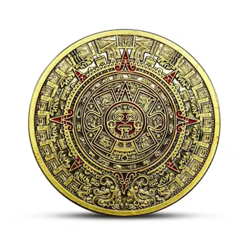 MaYa Azteekse kalender kunst profetie cultuur uitdaging munt geluk perfect voor het omdraaien van beslissing maken stil fidget speelgoed volwassenen kinderen