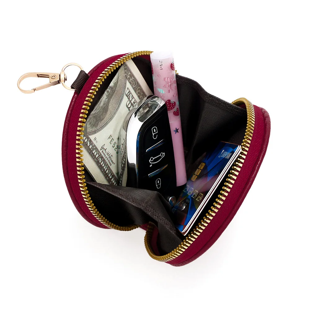 Japanese Korean Fashion Candy Color INS Style Mini Round Zip Coin Purse Card Wallet Keychain Earphone Case
