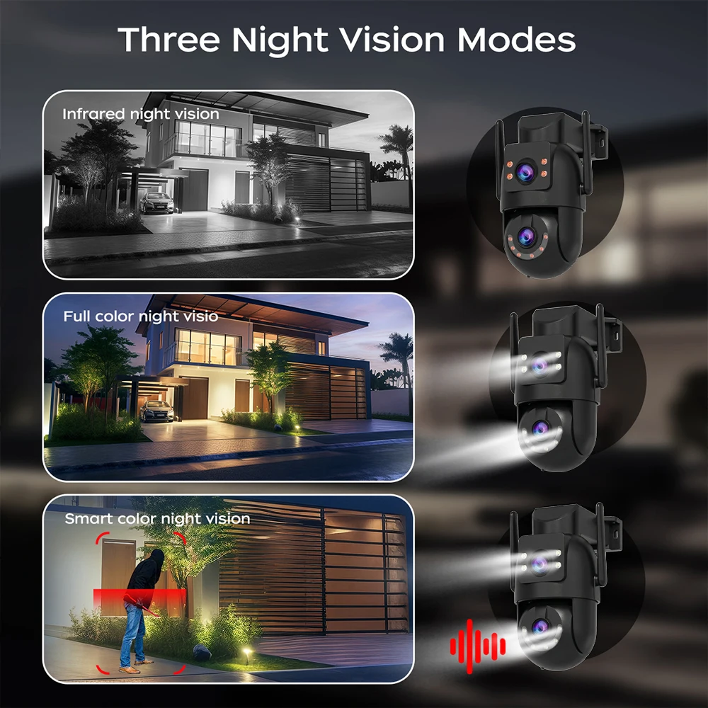Jooah 4K 8MP Outdoor Surveillance Camera Dual Lens 5G Wifi IP Camera HD Full Color Night Vision CCTV Video Home Security Cameras
