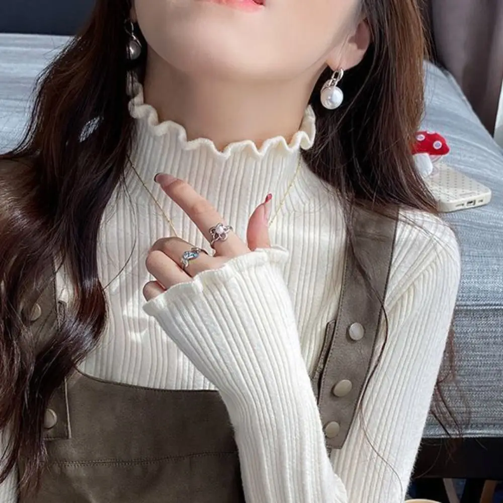 

High Collar Women Thermal Underwear Bottoming Shirt Pullover Long Sleeves Warm Top Sleepwear Thicken Autumn Winter Top Women