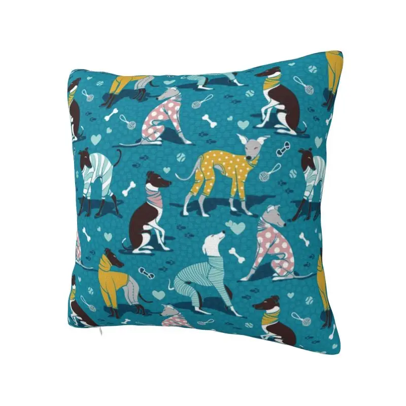 Custom Greyhound Dogwalk Throw Pillow Case Decor Home Whippet Sihthound Dog Luxury Cushion Cover Velvet Pillowcase