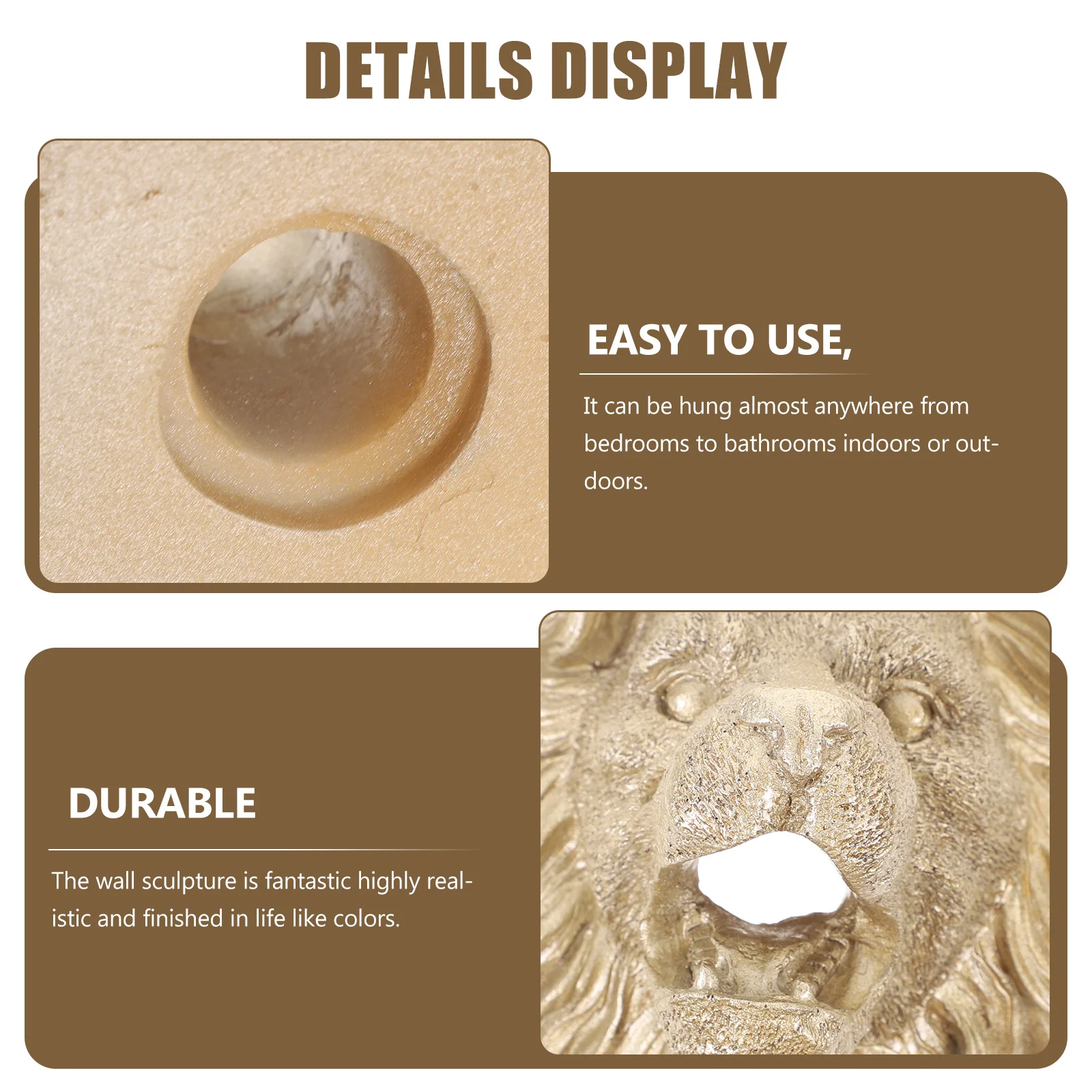 

Highly Realistic Lion Head Fountain Nozzle Life Like Colors Indoor Outdoor Use Pool Pond Garden Sprinkler Fountain Nozzle