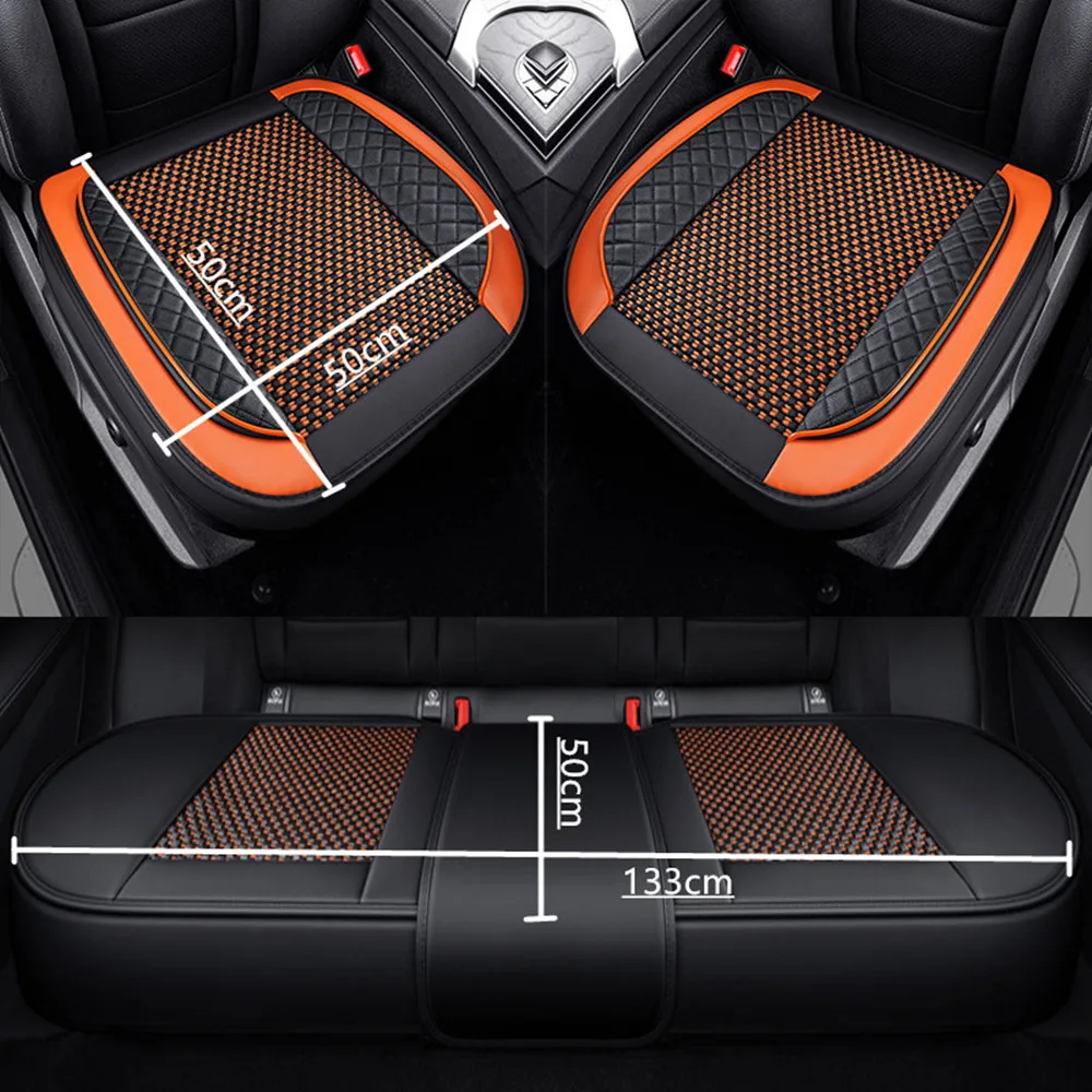 3D Ice Silk+PU Leather Car Seat Cover Universal Seat Protector Non-slip Cushion Luxury Car Seat Upholstery Mat Accessories