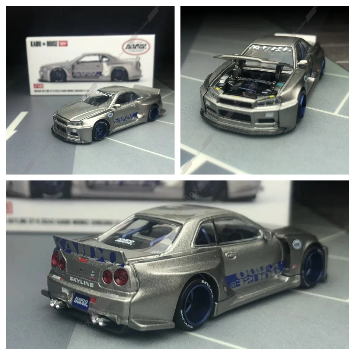 

Kaido House x Mini GT 1:64 GT-R (R34) Kaido Works SHINJUKU V1 Серебристый # 143 JDM Литой под давлением сплавной сплав