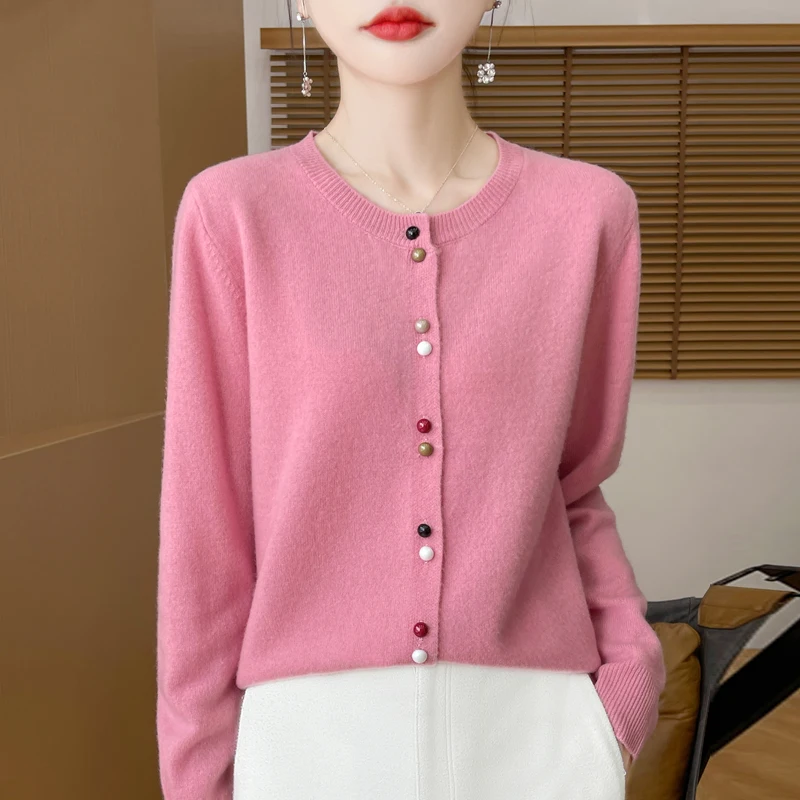 Autumn And Winter New First-Line Ready-To-Wear Sweater Female Round Neck Cardigan Coat Sweater Loose