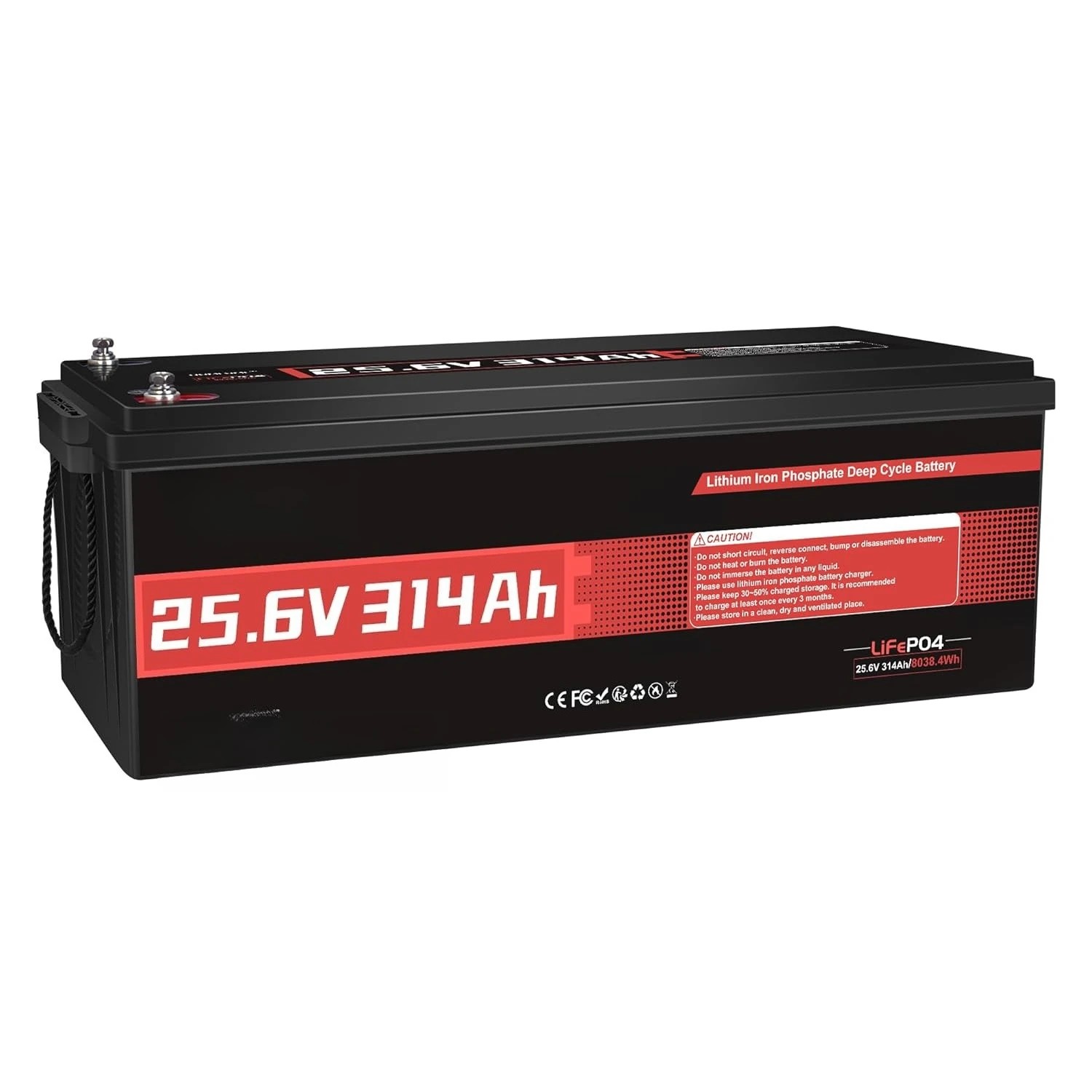 24V 300Ah (314Ah) LiFePO4 lithium Battery With 200A BMS IP65