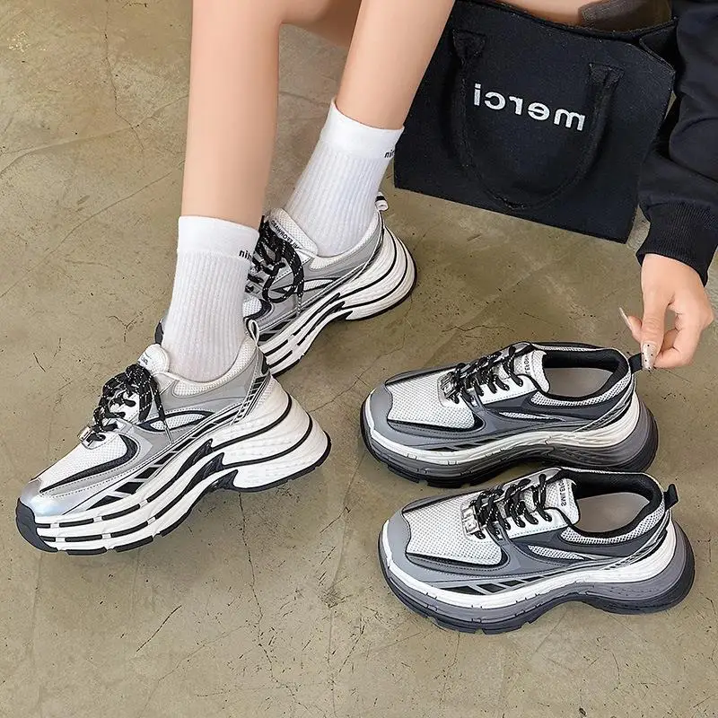 

Casual Thick Bottom Dad Shoes Men's Leather Three-layer Composite Bottom Couple's Shoes Comfortable Flat Heel Slip-On Shoes