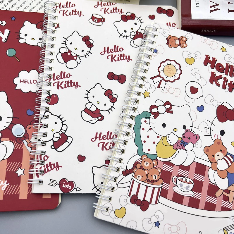 4pcs Sanrio Spiral Book Coil Notebook Hello Kitty Pachacco Horizontal Notepad Student Learning Korean Stationery School Supplies