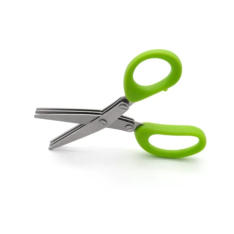 Multi-functional Stainless Steel 3/5 Layer Kitchen Scissors Pepper Shredded Chopped Scallion Cutter Laver Cut Cooking Tool