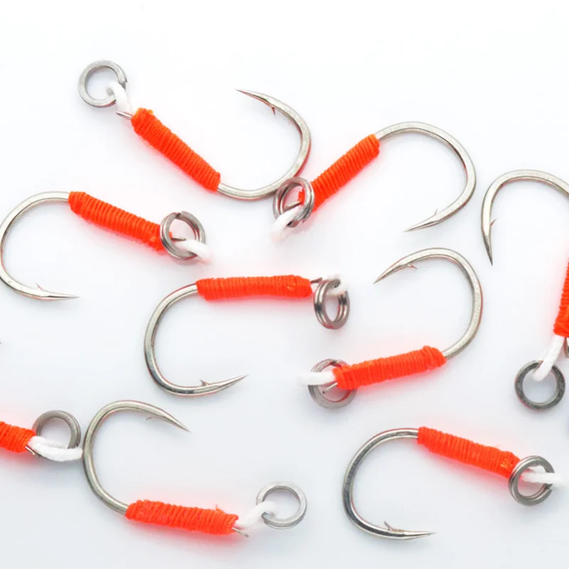 ISEAMA/MARUSEIGO Assist Hook Solid Ring JigLure Jigging Fishjig Double Pair Barbed Assist Hooks Pesca Peche Fishing Slow Jig