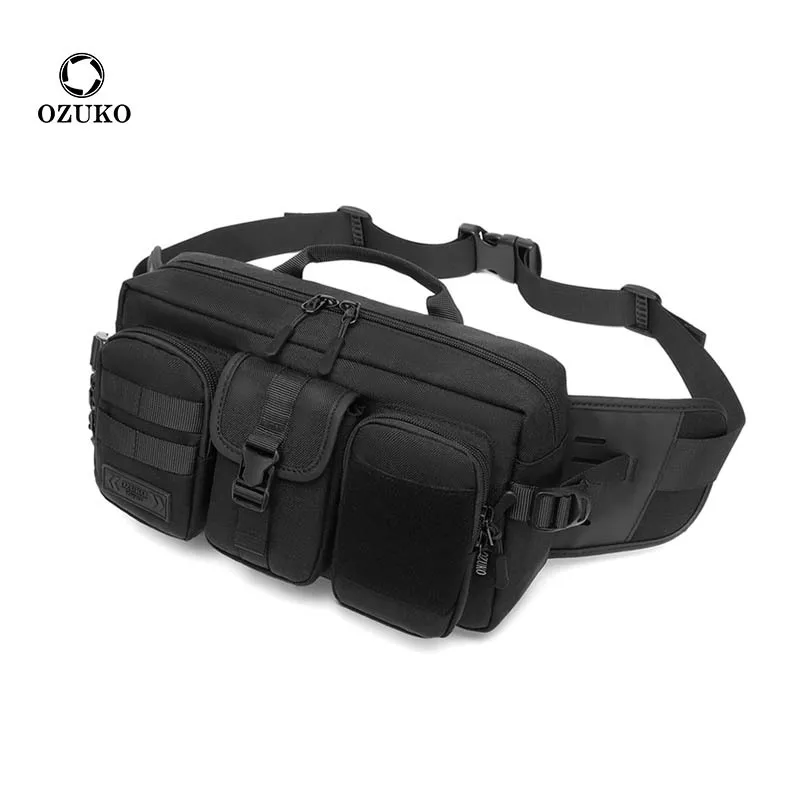 OZUKO Tactische Heuptasje Mannelijke Waterdichte Schoudertassen Mannen Mode Korte Trip Messenger Bag USB Opladen Crossbody Tas Tiener