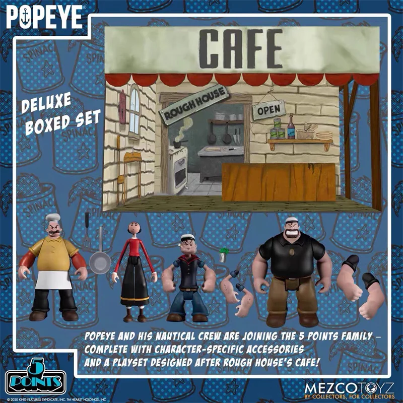 Genuine Mezco 4pcs Set Popeye The Sailor Man Wacky Wobbler Bobble Olive Bluto Pvc Action Figure Collection Model Doll Toy