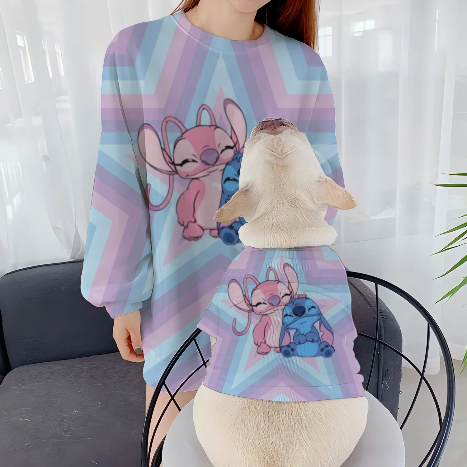 Pet Clothing Women's Casual Sweatshirts Mickey Stitch Parent-Child Clothes Long Sleeve Dog Autumn Winter Puppy Round Neck Disney