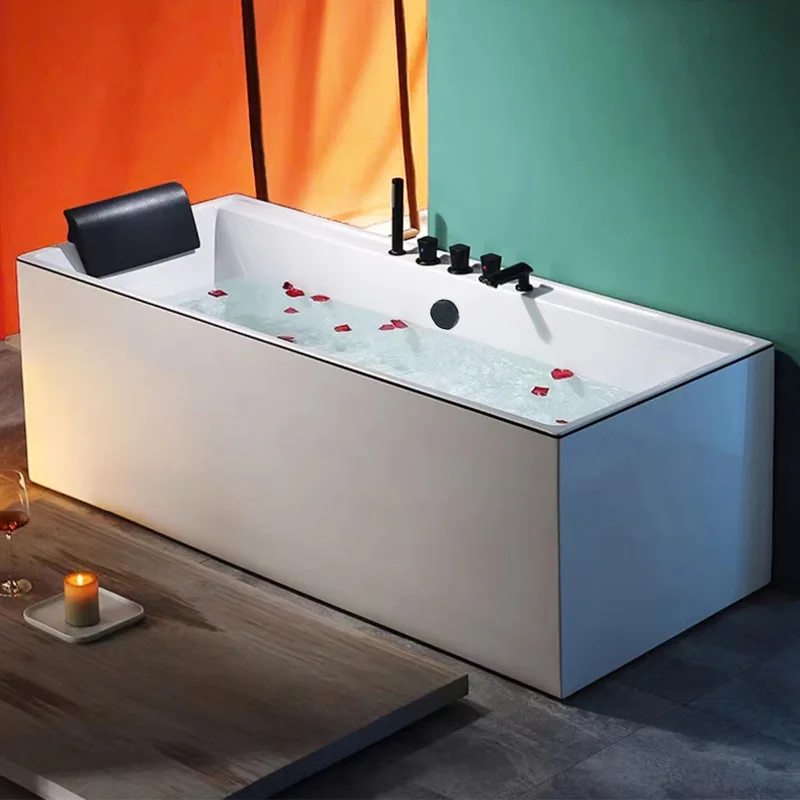 Acrylic small apartment bath, seamless freestanding square for home use