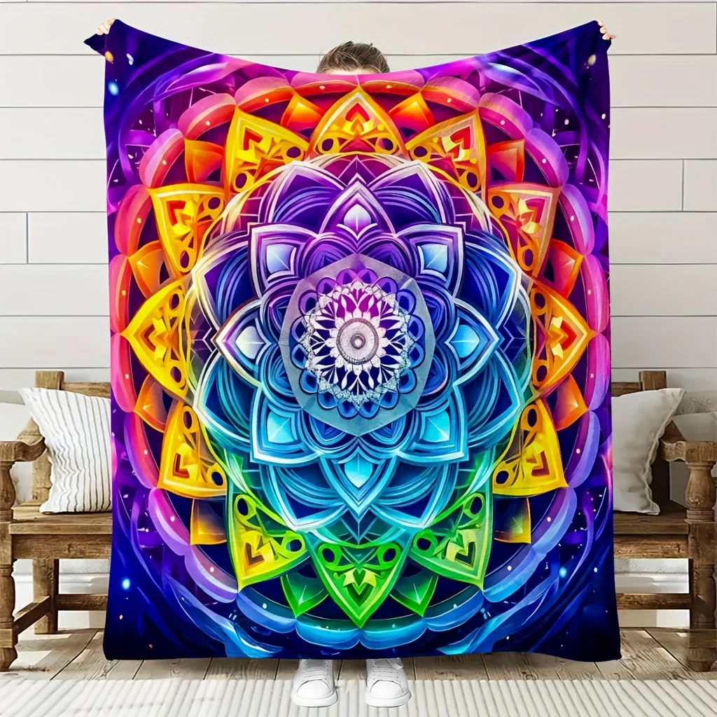 Watercolor Mandala Print Throw Blanket Cozy Sofa Couch Manta Soft Bed Decor Blanket For Bedroom Living Room Home Decor