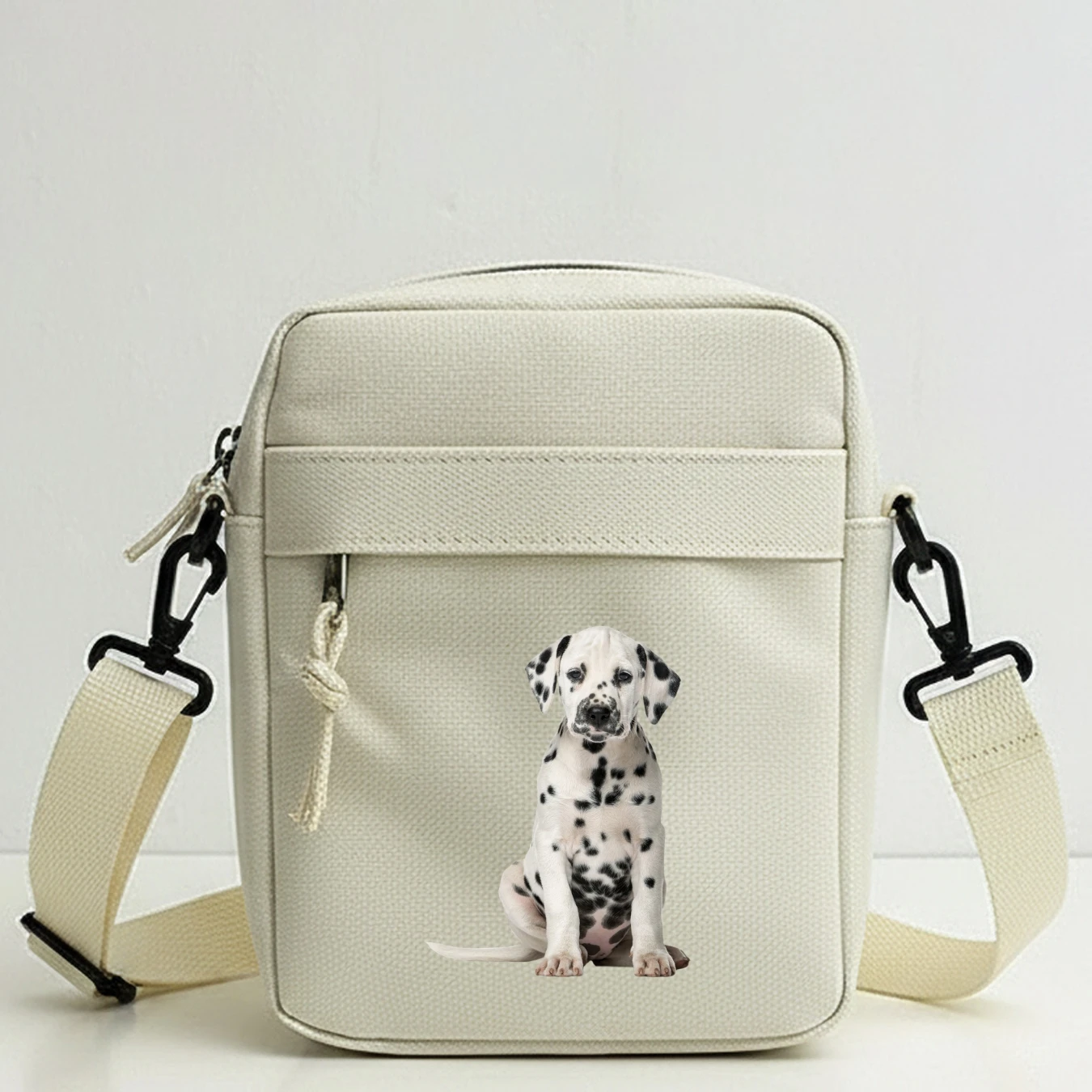 Dalmatian Pattern Shoulder Bag with Removable Strap, Large Tote for Women, Casual Travel School Purse, Spacious Zippered Handbag