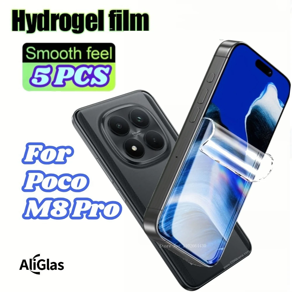 

5 шт. гидрогелевых пленок высокой четкости для Xiaomi Poco M8 Pro, не стеклянная мягкая пленка, глянцевая защитная пленка для экрана для Poco M8 Pro, не стекло