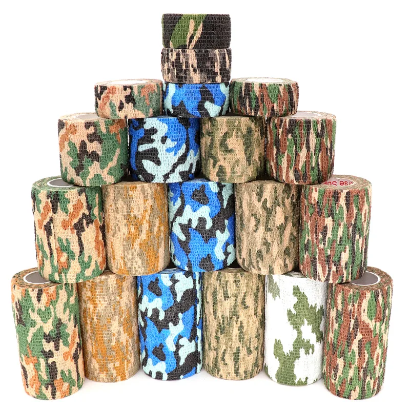 4.8m Camouflage Elastic Wrap Tape Self-Adhesive Sports Protector Bandage for Ankle Knee Finger Arm - Hunt Disguise Elastoplast