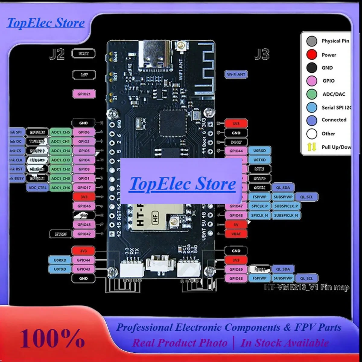 TopsFor Heltec Meshtastic Display LoRa ESP32 2.13 Inch E-Paper Monitor Devboard WiFi BLE With LoRa Gateway Antenna